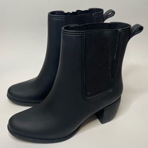 Black Rain Boots Jeffrey Campbell Waterproof Chelsea Ankle Boots Size 8